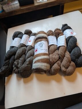 Spinning Wheel Canada Made Natural Colors Alpaca Yarn Bundle 7 Skeins BNWT